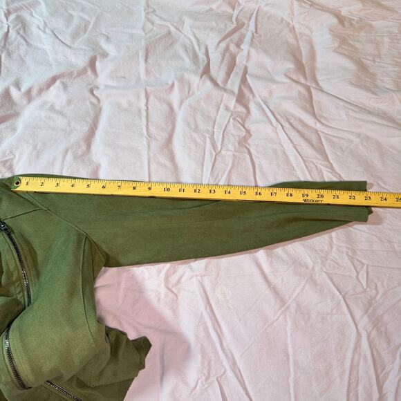 BLANK NYC Women's sz Medium Green Drape Front Faux Suede Jacket 2-in-one - Picture 10 of 10